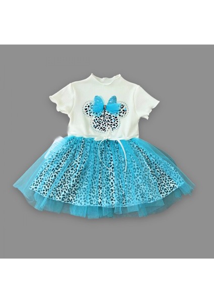 Miraylife 1-2-3 Yaş Fiyonklu Mickey Astarlı Etekli Kız Bebek Tütü Elbisesi