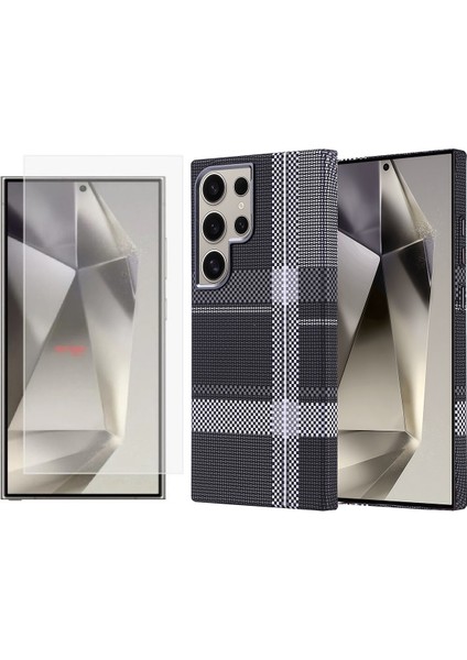 Samsung Galaxy S24 Ultra Kılıf Magsafe Şarj Özellikli Karbon Fiber Görünümlü Zore Nekst Kapak + Nano Ekran Koruyucu