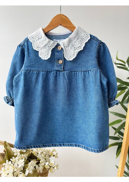 Kız Çocuk Fisto Yakalı Kot/Denim Elbise fırsatları