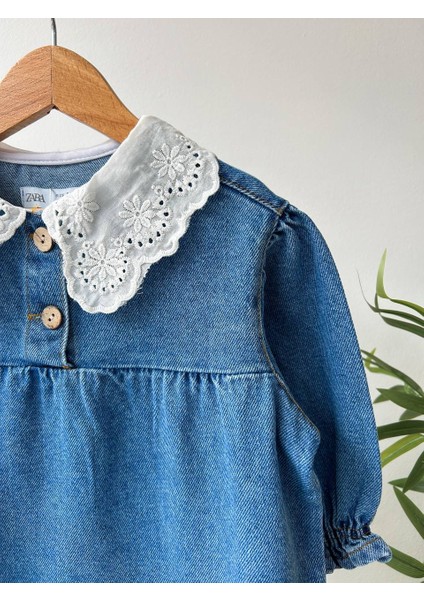 Kız Çocuk Fisto Yakalı Kot/Denim Elbise indirimleri