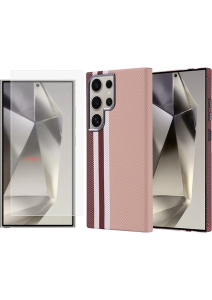 Samsung Galaxy S24 Ultra Kılıf Magsafe Şarj Özellikli Karbon Fiber Görünümlü Zore Nekst Kapak + Nano Ekran Koruyucu
