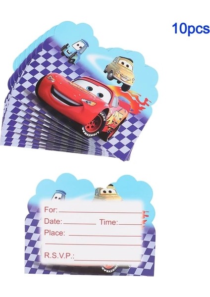 CARD-10PCS Mcqueen Arabalar Doğum Günü Partisi Dekorasyon Bardak Tabaklar Masa Örtüsü Çanta Bayrakları Disney Bebek Duş Kağıdı Tek Kullanımlık Sofra Malzemeleri (Yurt Dışından)