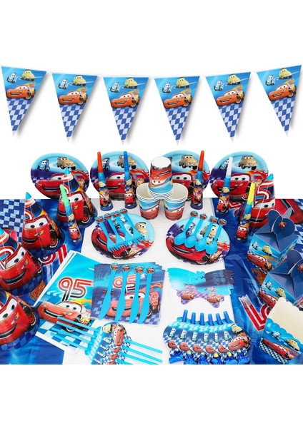 CARD-10PCS Mcqueen Arabalar Doğum Günü Partisi Dekorasyon Bardak Tabaklar Masa Örtüsü Çanta Bayrakları Disney Bebek Duş Kağıdı Tek Kullanımlık Sofra Malzemeleri (Yurt Dışından)