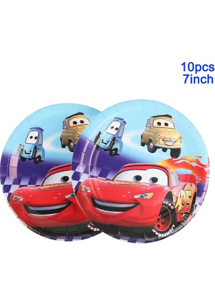CARD-10PCS Mcqueen Arabalar Doğum Günü Partisi Dekorasyon Bardak Tabaklar Masa Örtüsü Çanta Bayrakları Disney Bebek Duş Kağıdı Tek Kullanımlık Sofra Malzemeleri (Yurt Dışından)