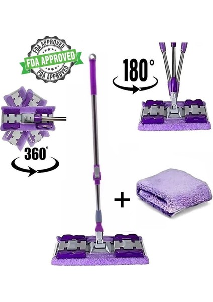 Mor Mop Yedek Bez Yer Mopu Fayans Duvar Yüzey Temizlik Mikrofiber Paspas Balkon Cam Silme