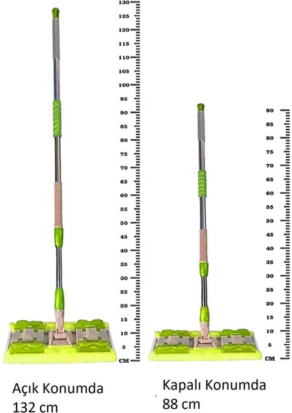 Kıskaçlı cam silme mop seti, mikrofiber yedek bezli, duvar ve fayans temizliği