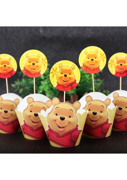 12TOPPER-12WRAPPER Disney Winnie The Pooh Yemek Takımı Parti Malzemeleri Masa Örtüsü Fincan Plaka Pooh Balon Çocuk Doğum Günü Cadılar Bayramı Süslemeleri (Yurt Dışından)