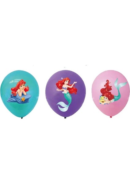 Lateks Balon 18 Adet Disney Denizkızı Ariel Prenses Parti Dekor Kız Doğum Günü Sofra Kağıt Tabak Bardak Peçeteler Masa Örtüsü Mutlu Doğum Günü Hediyesi (Yurt Dışından)