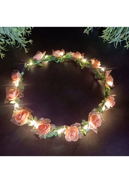 Gül 08 Glow Kafa Bandı LED Işık Hairband LED Başlık Light Up Çiçekler Çelenk Headdress Aydınlık Bantlar Glow Parti Saç Aksesuarları (Yurt Dışından)