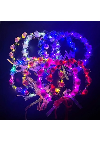 Gül 08 Glow Kafa Bandı LED Işık Hairband LED Başlık Light Up Çiçekler Çelenk Headdress Aydınlık Bantlar Glow Parti Saç Aksesuarları (Yurt Dışından) fiyatları