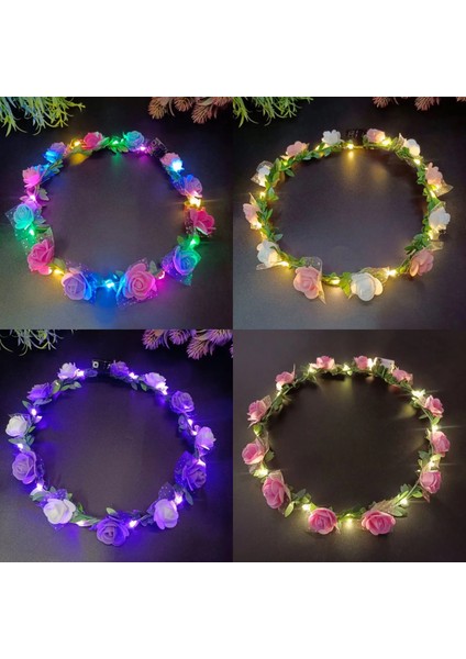 Gül 08 Glow Kafa Bandı LED Işık Hairband LED Başlık Light Up Çiçekler Çelenk Headdress Aydınlık Bantlar Glow Parti Saç Aksesuarları (Yurt Dışından) fırsatları