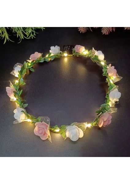 Gül 08 Glow Kafa Bandı LED Işık Hairband LED Başlık Light Up Çiçekler Çelenk Headdress Aydınlık Bantlar Glow Parti Saç Aksesuarları (Yurt Dışından) indirimleri
