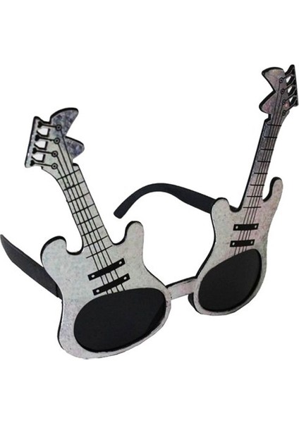 Gümüş Renk Gitar Şekilli Parti Gözlüğü