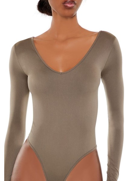 Dikişsiz V Yaka Bodysuit