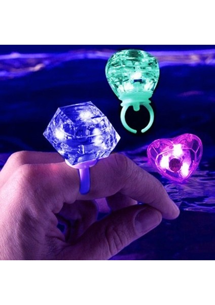 Kristal Tasarımlı LED Işıklı Mor Yüzük