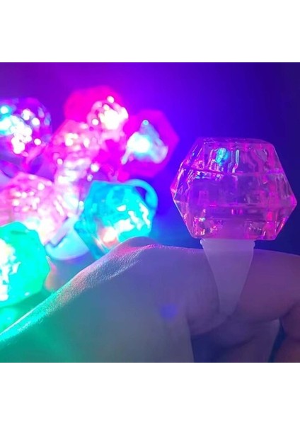 Kristal Tasarımlı LED Işıklı Mor Yüzük