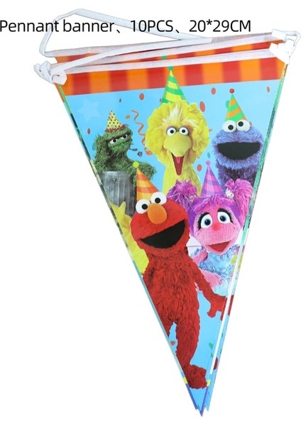 FLAG-10PCS Susam Sokağı Parti Malzemeleri Elmo Tema Tek Kullanımlık Sofra Fincan Plaka Hediye Çantası Balon Bebek Duş Çocuk Doğum Günü Partisi Dekoru (Yurt Dışından)