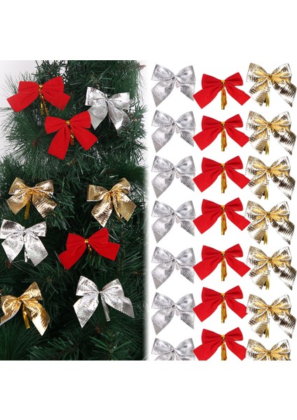 Kırmızı 36 Adet 12 Adet Noel Yay Noel Süslemeleri Ev Altın Gümüş Kırmızı Ilmek Noel Ağacı Süsleri Yeni Yıl 2023 Navidad Kerst Dekor (Yurt Dışından)