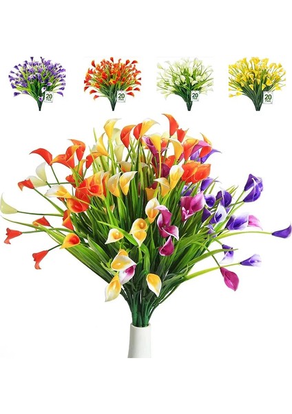 Beyaz 1 Adet 14 "yapay Çiçek Calla Lily Sahte Bitki Ev Kapalı Açık Sahte Çim Uv Koruma Dekoratif Çiçek Aranjmanı (Yurt Dışından)