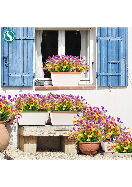 Beyaz 1 Adet 14 "yapay Çiçek Calla Lily Sahte Bitki Ev Kapalı Açık Sahte Çim Uv Koruma Dekoratif Çiçek Aranjmanı (Yurt Dışından)