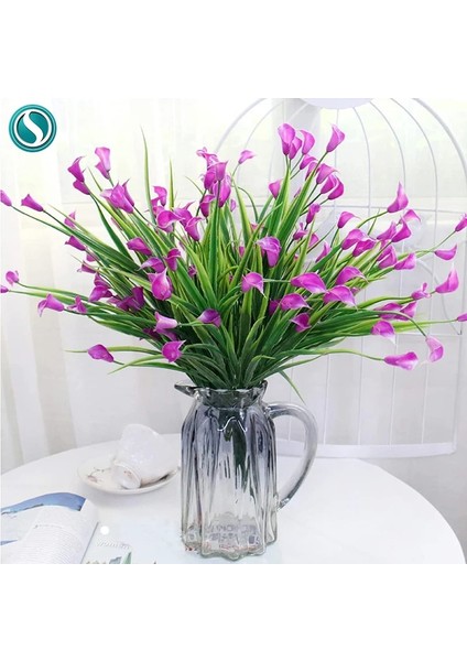 Beyaz 1 Adet 14 "yapay Çiçek Calla Lily Sahte Bitki Ev Kapalı Açık Sahte Çim Uv Koruma Dekoratif Çiçek Aranjmanı (Yurt Dışından)