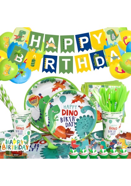 Dinozor Balon Dinozor Parti Dekorasyon Karikatür Dino Volkan Afiş Lateks Balonlar Çocuk Boys Mutlu Orman Safari Dino Tema Doğum Günü Malzemeleri (Yurt Dışından)