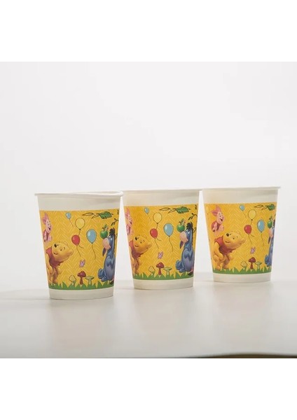 Fincan 6 Adet Disney Winnie The Pooh Tema Çocuklar Doğum Günü Dekorasyon Fincan Plaka Masa Örtüsü Zemin Bebek Duş Doğum Günü Partisi Malzemeleri (Yurt Dışından)