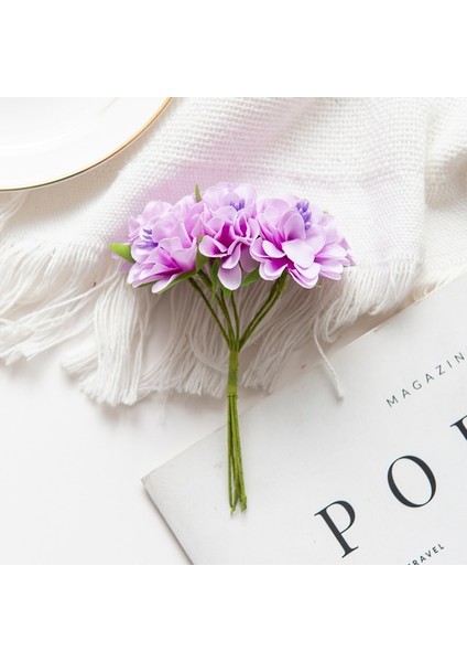 Mor 6 Parça 18 Adet Yapay Çiçekler Buket Ercik Düğün Parti Noel Süslemeleri Ev El Yapımı Çelenk Hediye Karalama Defteri Zanaat Sahte Bitki (Yurt Dışından)