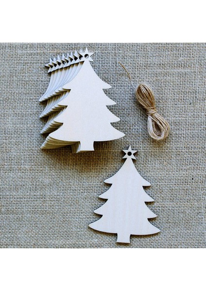 D 10 Adet Ahşap Ağaç Bezemeler Ahşap Noel Ağacı Boşlukları Noel Dıy Zanaat Kartı Dekor Için Ipler ile (Yurt Dışından)