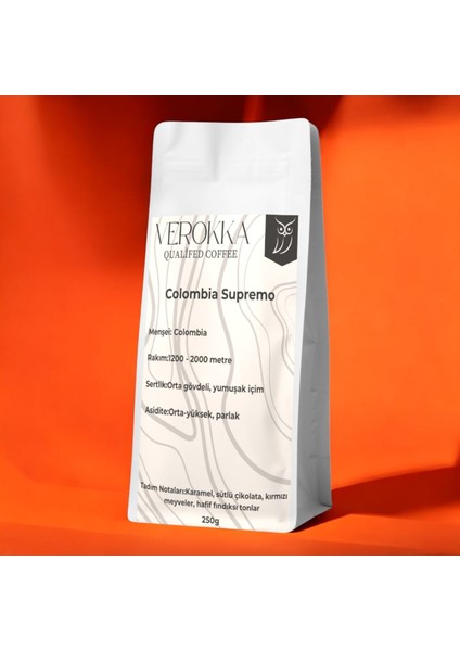 Kolombiya Supremo Kahvesi – Dengeli Gövde, Çikolata ve Fındık Notaları – 250G