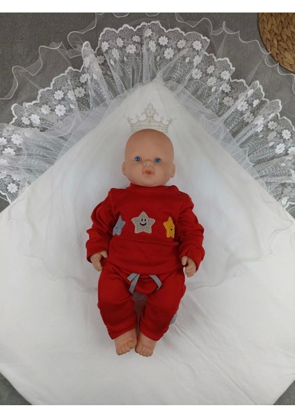 Yenidoğan Kumru Soft Cotton Taç Nakışlı Trilüks Kundak Bebek Battaniyesi
