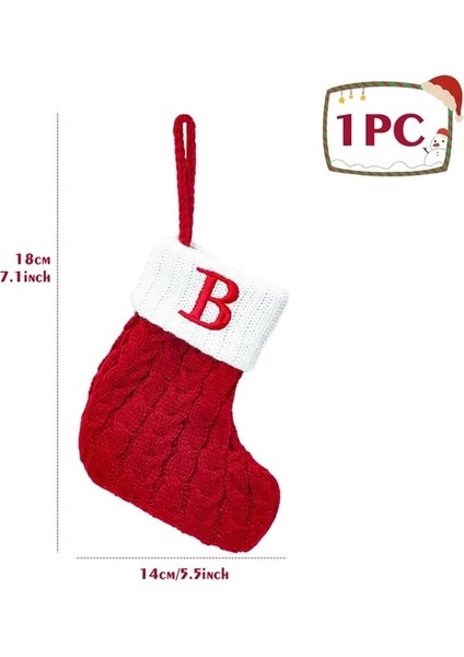 B Noel Alfabe Örgü Çorap Yılbaşı Ağacı Süsleri Noel Süslemeleri Ev 2022 Navidad Noel 2023 Noel Hediyesi (Yurt Dışından)