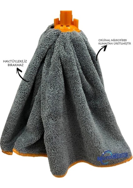 Missclean Mikrofiber Paspas Mop Mega Boy Gri Yedek Uç, Çizmez Taban, Çok Yönlü Temizlik