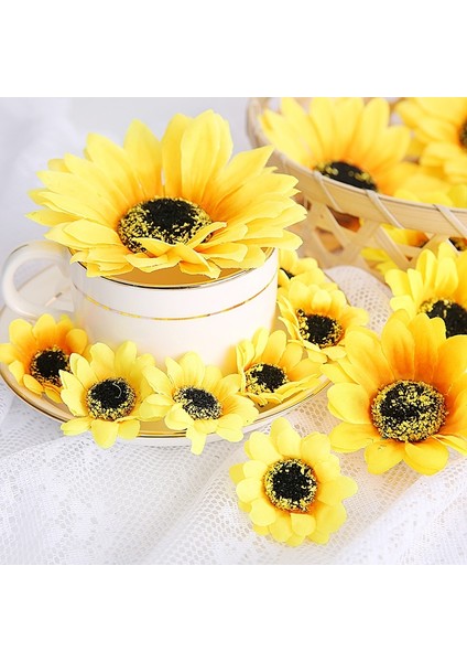 6 cm 10 Adet Ipek Yapay Çiçekler Papatya Ayçiçeği Yapay Bitkiler Düğün Centerpieces Ev Dekorasyon Diy Parti Çelenk Noel (Yurt Dışından)