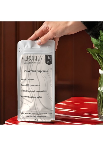 Kolombiya Supremo Kahvesi – Dengeli Gövde, Çikolata ve Fındık Notaları – 250G