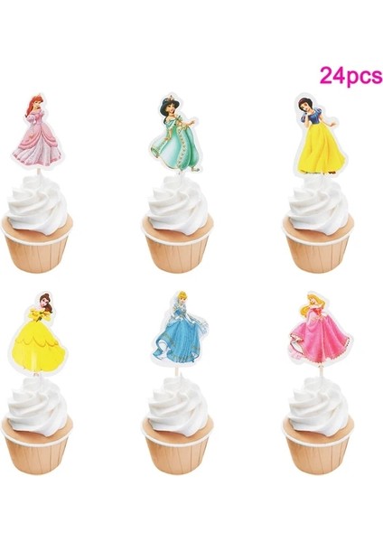 Kürdan TLAG-24PCS Disney Altı Prenses Kar Beyaz Fincan Tabak Kaşık Doğum Günü Şapka Parti Dekorasyon Parti Bebek Duş Malzemeleri Tek Kullanımlık Sofra (Yurt Dışından)
