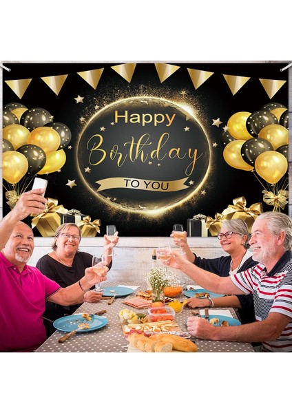 Auburn Siyah Altın Doğum Günü Arka Plan Banner Altın Glitter Fotoğraf Kabini Zemin Asılı Bayrak 30 40 50TH Doğum Günü Partisi Dekorasyon (Yurt Dışından) fırsatları