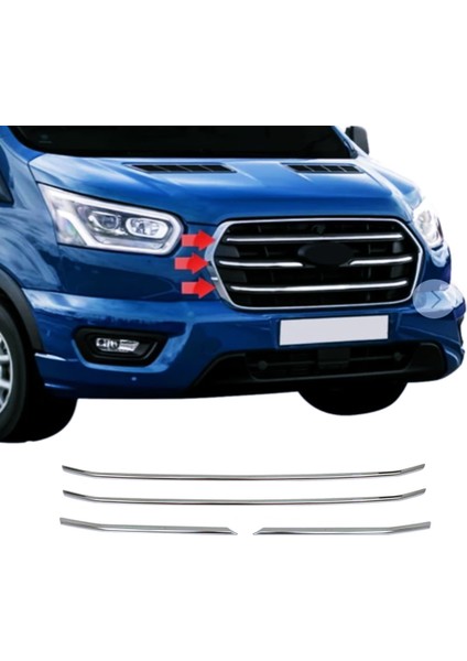 Ford Transit 2019 ve Üzeri Krom Ön Panjur 4 Parça P.çelik