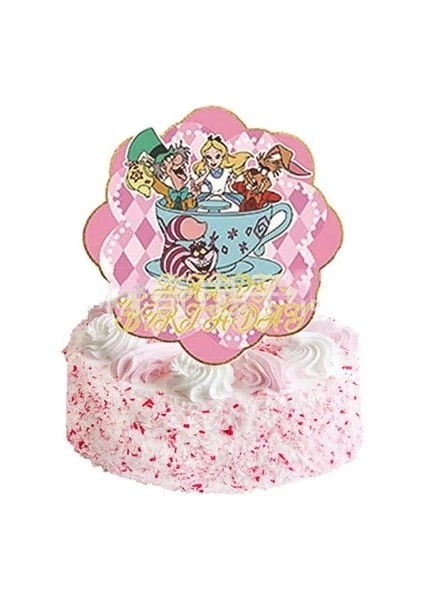 1 Adet Kek Topper Alice In Wonderland Parti Dekorasyon Tek Kullanımlık Masa Örtüsü Bardak Petek Balon Kek Topper Kızlar Doğum Günü Partisi Malzemeleri (Yurt Dışından)