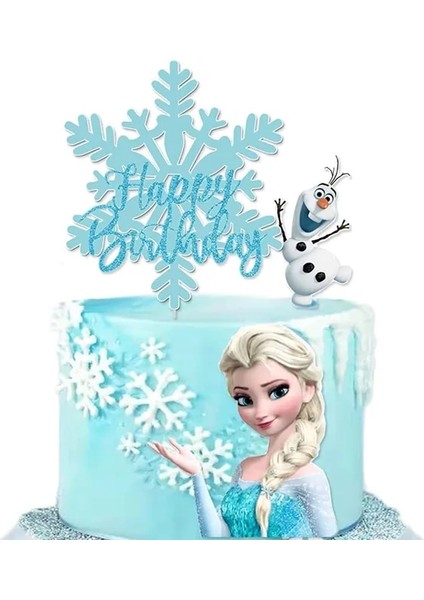 Bir Kek Topper 1 Adet Kağıt Kek Topper Mutlu Doğum Günü Pastası Süslemeleri Kız Doğum Günü Bebek Duş Parti Malzemeleri Dondurulmuş Elsa Anna Prenses Karikatür (Yurt Dışından)