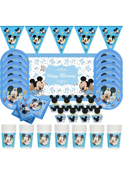 Çanta-1 Adet Disney Mickey Mouse Parti Malzemeleri Süslemeleri Kağıt Bardaklar Tabaklar Peçeteler Banner Masa Örtüsü Balonlar Erkek Doğum Günü Bebek Duş (Yurt Dışından)