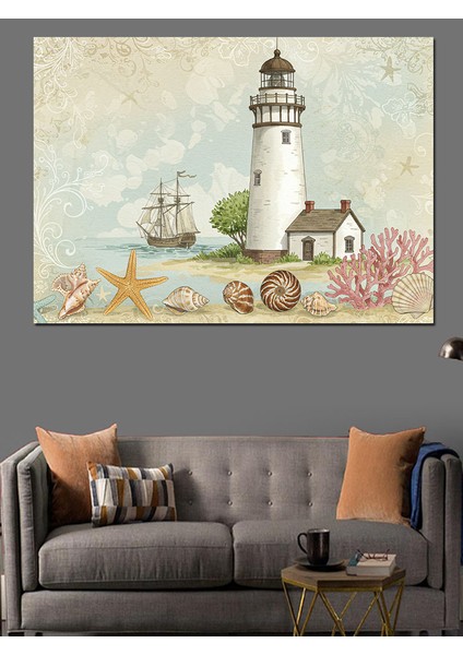 Deniz Feneri Manzarası Dekoratif Kanvas - Mdf Ahşap Tablo fiyatları