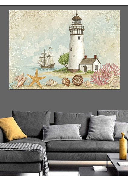 Deniz Feneri Manzarası Dekoratif Kanvas - Mdf Ahşap Tablo fırsatları