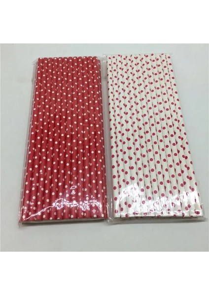 Flamingo Kırmızı 25 Adet/grup Kırmızı Kare Nokta Kalp Doğum Günü Düğün Için Kağıt Payet Dekoratif Parti Çevre Chevron Yaratıcı Pipet (Yurt Dışından)