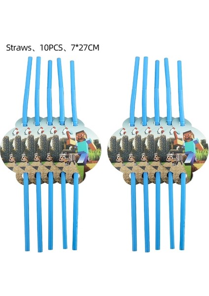 PAYET-10PCS Madenci Işçiliği Piksel Oyunu Doğum Günü Partisi Süslemeleri Çocuklar Bebek Duş Için Kağıt Bardaklar Tabaklar Balonlar Afiş Masa Örtüsü Dahil (Yurt Dışından)