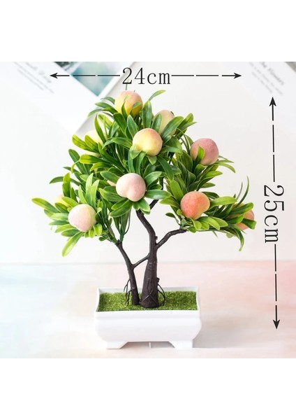 16 Örgü Şeftali Yapay Meyve Bonsai Yeşil Bitkiler Simülasyon Bitkiler Dekorasyon Bonsai Oturma Odası Dekorasyon Seramik Karo (Yurt Dışından)