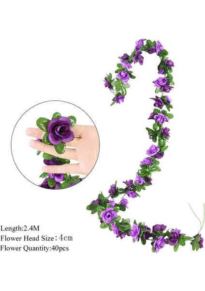 S02 Mor Sahte Asma 2.3 M Çiçek Çelenk Yapay Çiçek Dize Yaprakları ile Ipek Sakura Kiraz Çiçeği Sarmaşık Asma Ev Bahçe Düğün Kemer Dekor Için (Yurt Dışından)