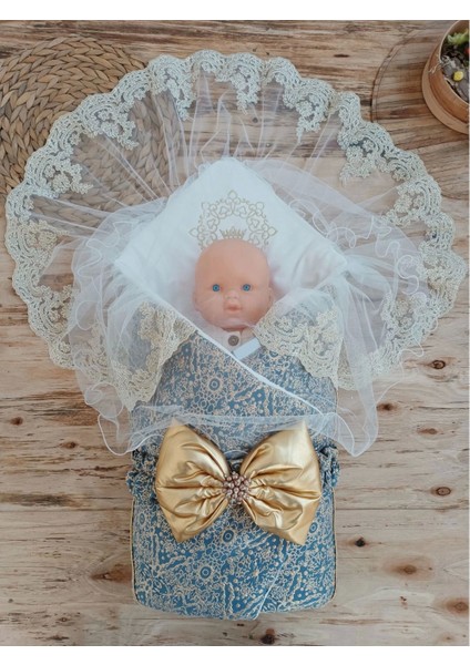 Miraylife Yenidoğan Kabartma Desenli Gold Fiyonklu Güpürlü Bebek Battaniyesi Kundak fiyatları