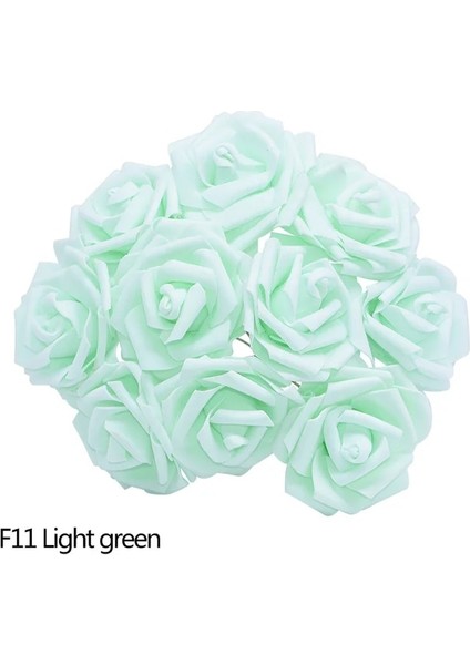 F11 Açık Yeşil 20 Adet 10/20/25/30 Adet Beyaz 8 cm Köpük Yapay Gül Çiçek Çubuk Diy Ev Dekor Kapalı Sahte Çiçek Sanat Düğün Dekorasyon Buket (Yurt Dışından)