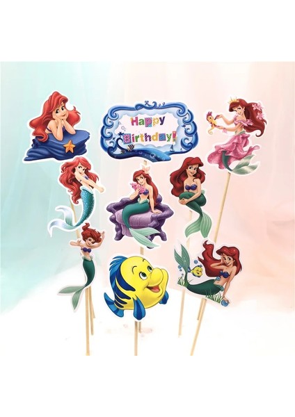 7 Inç Plaka 10 Adet Disney Denizkızı Ariel Prenses Parti Dekor Kız Doğum Günü Sofra Kağıt Tabak Bardak Peçeteler Masa Örtüsü Mutlu Doğum Günü Hediyesi (Yurt Dışından)